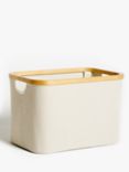 John Lewis Bamboo Rim Open Storage Basket, H25 x W38 x D26cm, Sand