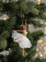 John Lewis Winter Fairytale Ballerina Tree Decoration, White/Gold