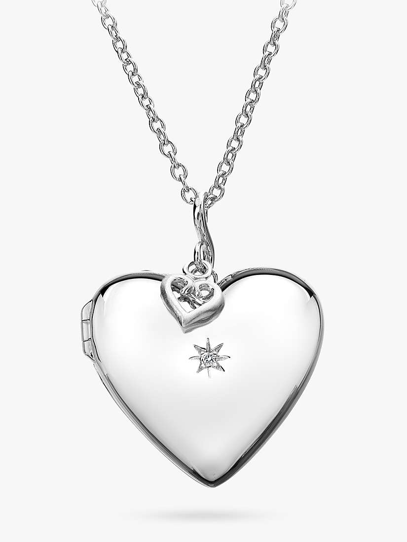 Buy Hot Diamonds Confident Heart Locket Pendant Necklace, Silver Online at johnlewis.com