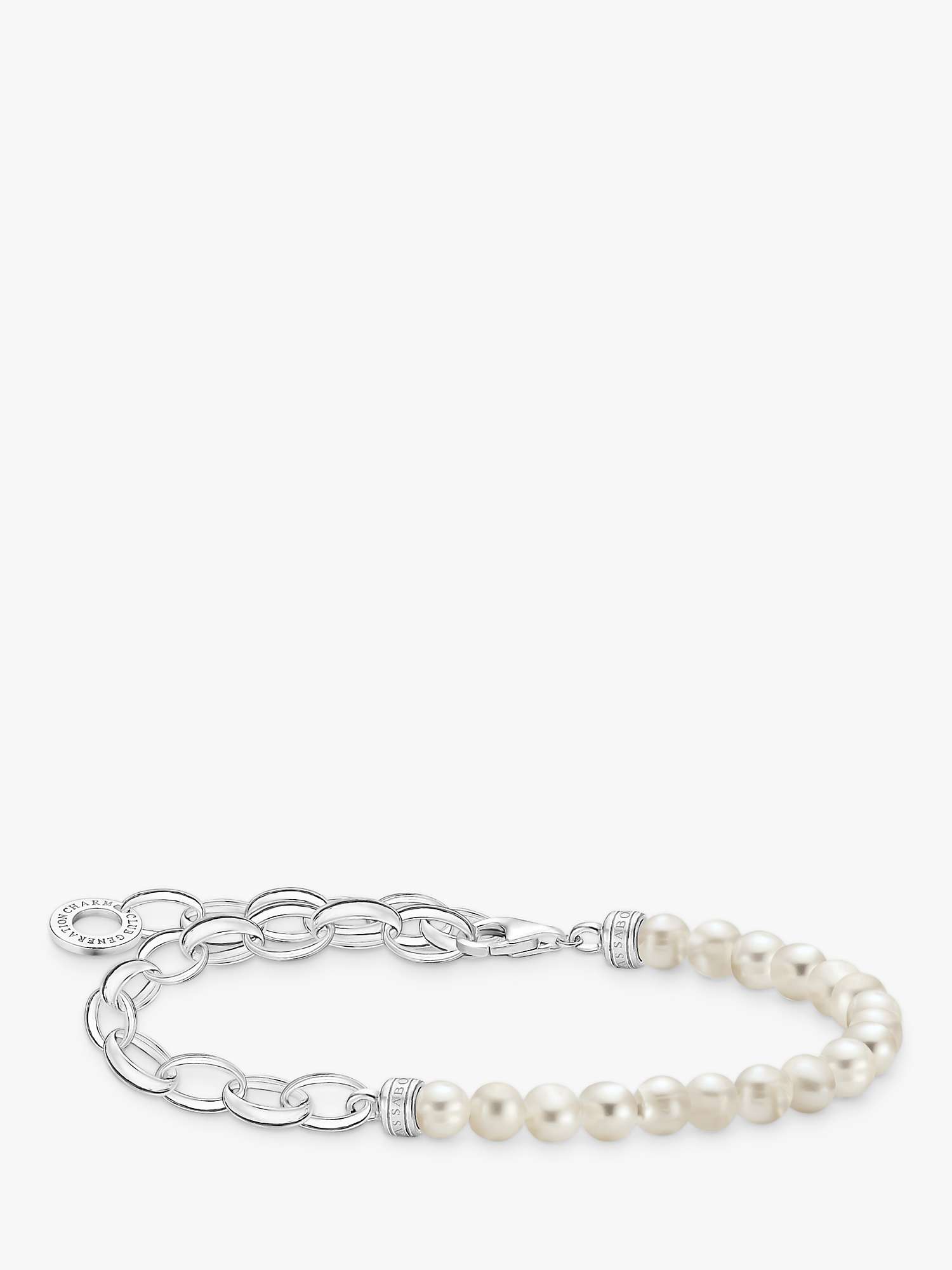 Buy THOMAS SABO Freshwater Pearl Beaded Link Charm Bracelet, White/Silver Online at johnlewis.com