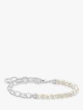 THOMAS SABO Freshwater Pearl Beaded Link Charm Bracelet, White/Silver