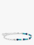 THOMAS SABO Freshwater Pearl & Mixed Beads Link Charm Bracelet, Blue/Silver