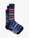 Paul Smith Stripe Socks, Pack of 3, Navy/Multi