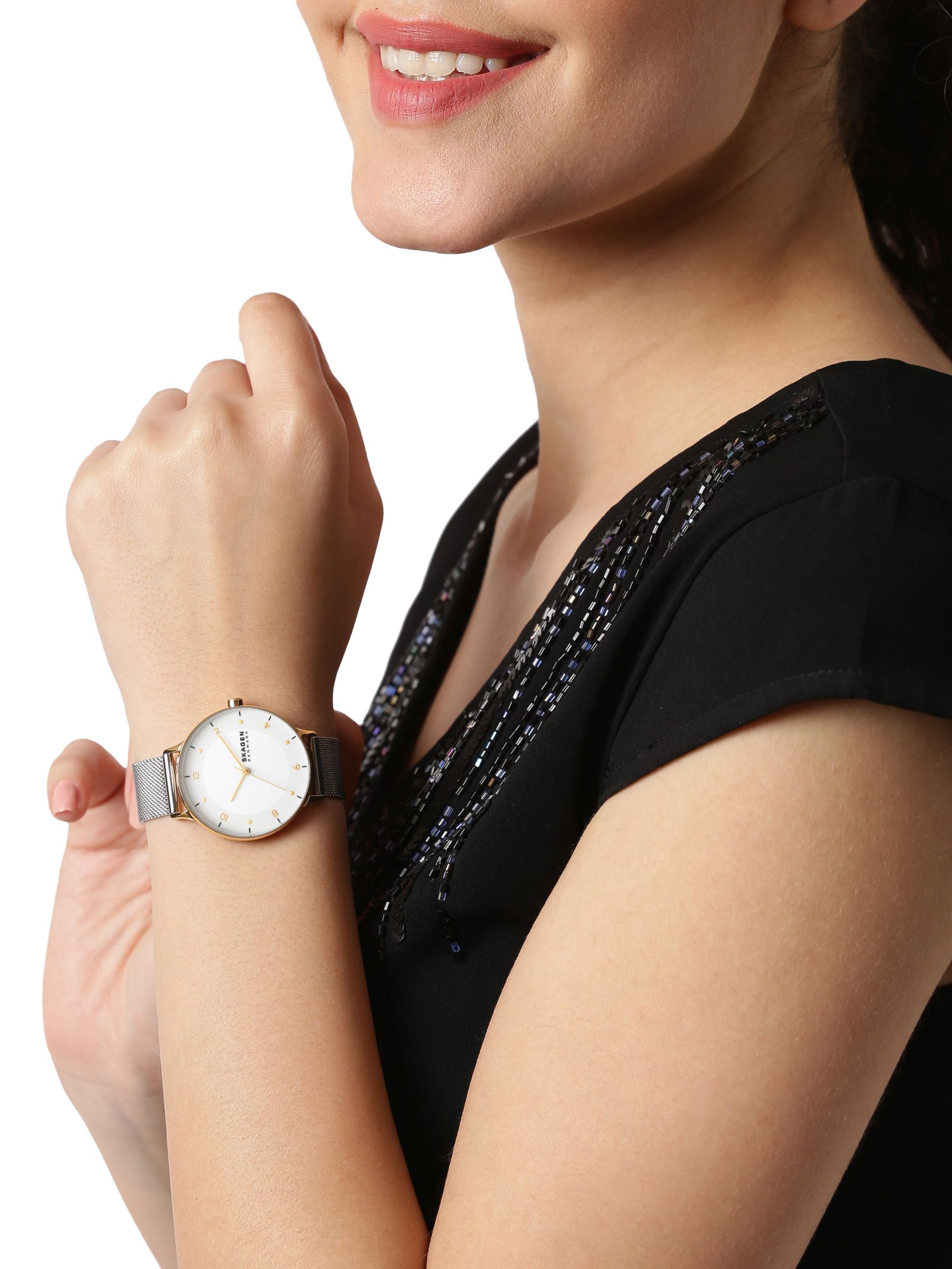 Buy Skagen Women's Riis Three Hand Movement Mesh Strap Watch Online at johnlewis.com