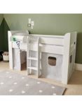 Great Little Trading Co Paddington Mid Sleeper Bed Frame with Stardust Bed Curtain, White/Grey
