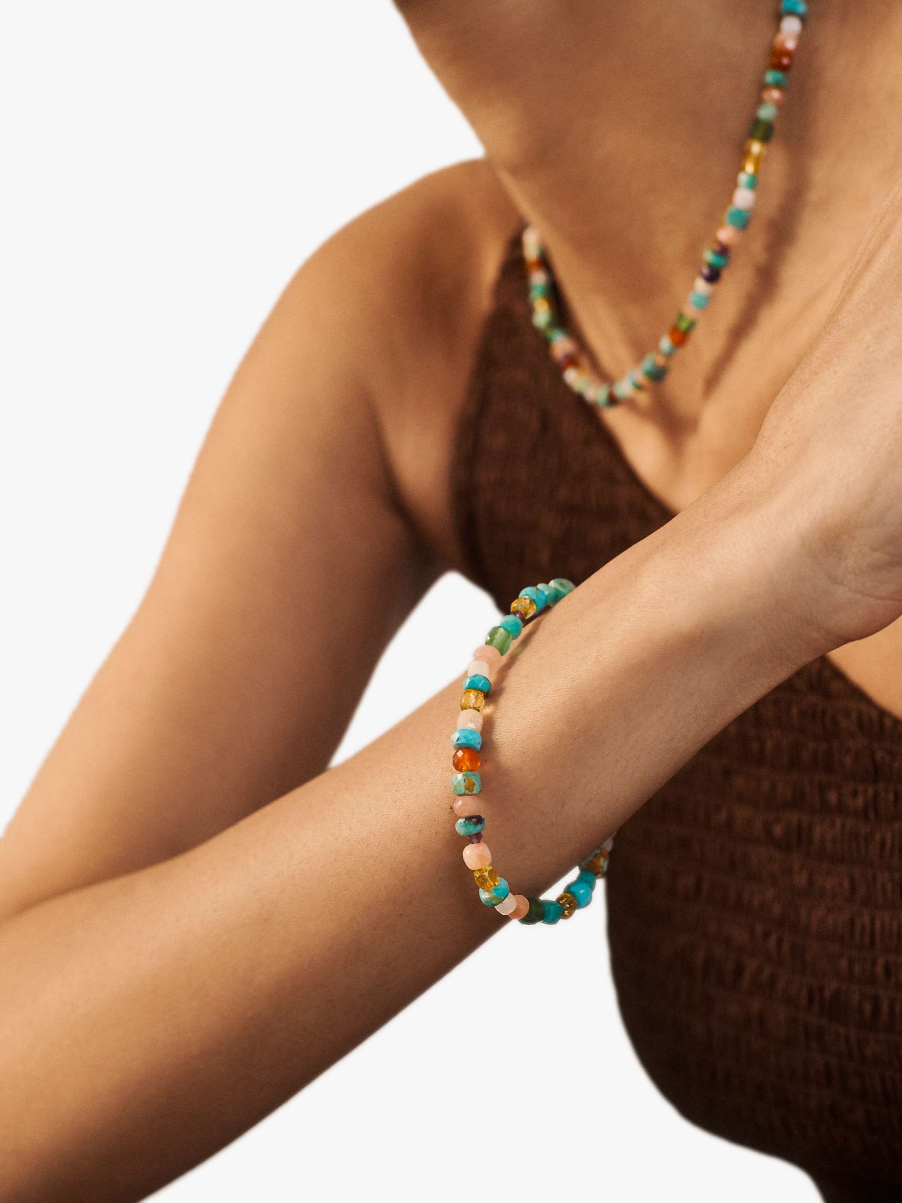 Buy Monica Vinader Freedom Beaded Mixed Gemstone Bracelet, Gold Online at johnlewis.com