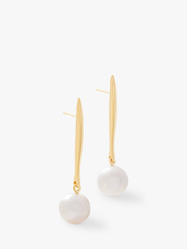 Monica Vinader Nura Round Pearl Drop Earrings, Gold