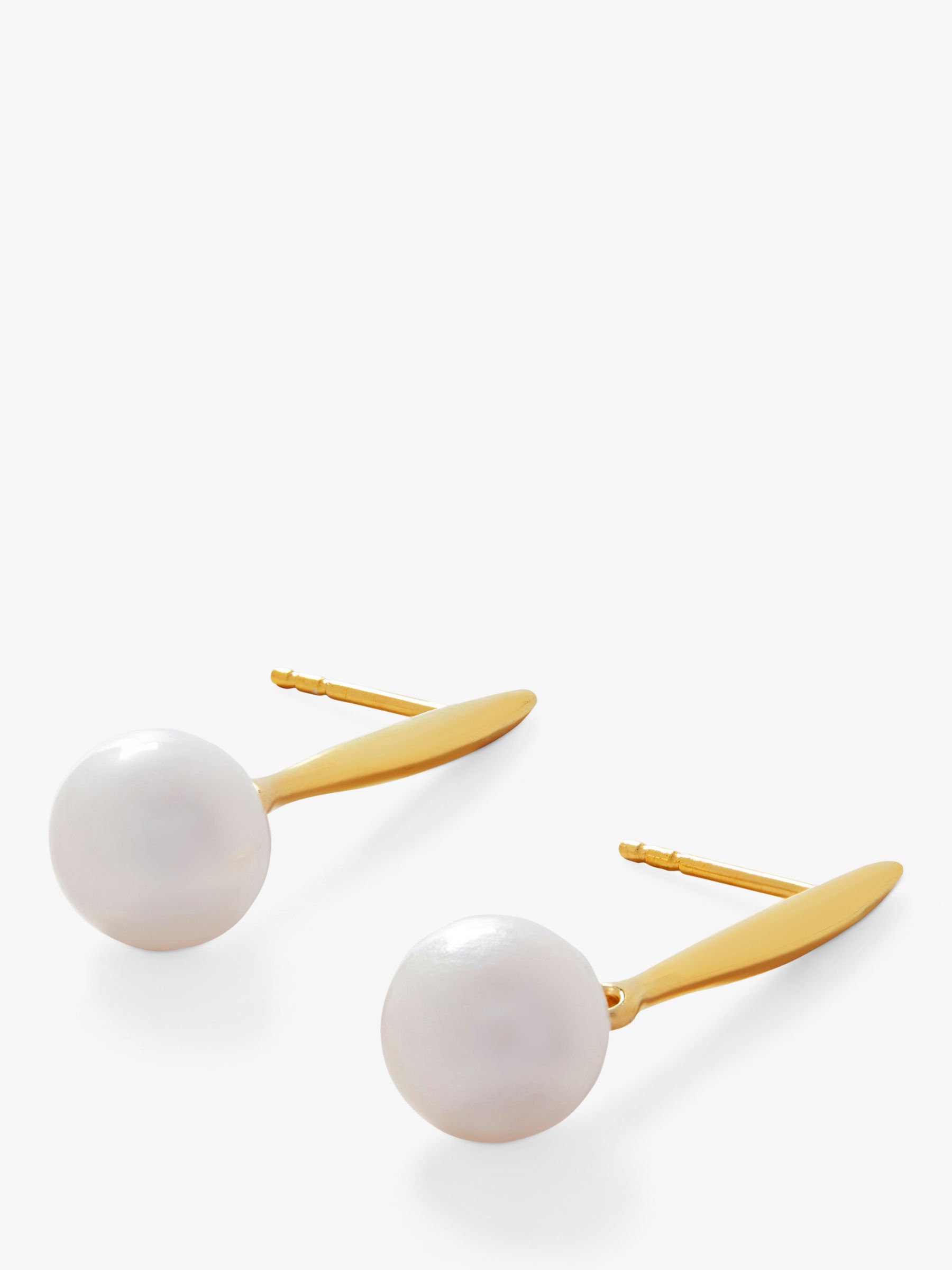 Buy Monica Vinader Nura Round Pearl Drop Earrings, Gold Online at johnlewis.com