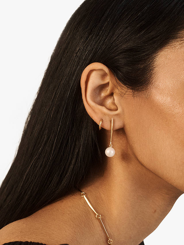 Monica Vinader Nura Round Pearl Drop Earrings, Gold
