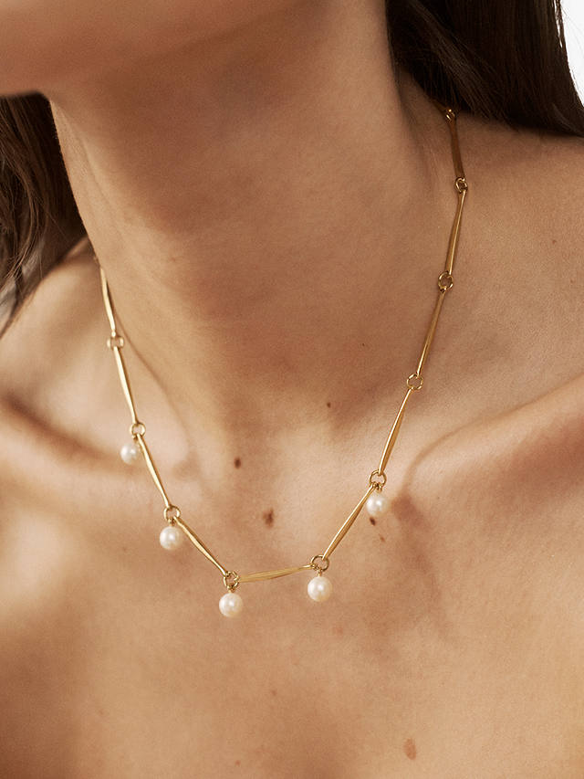 Monica Vinader Nura Round Freshwater Pearl Necklace, Gold