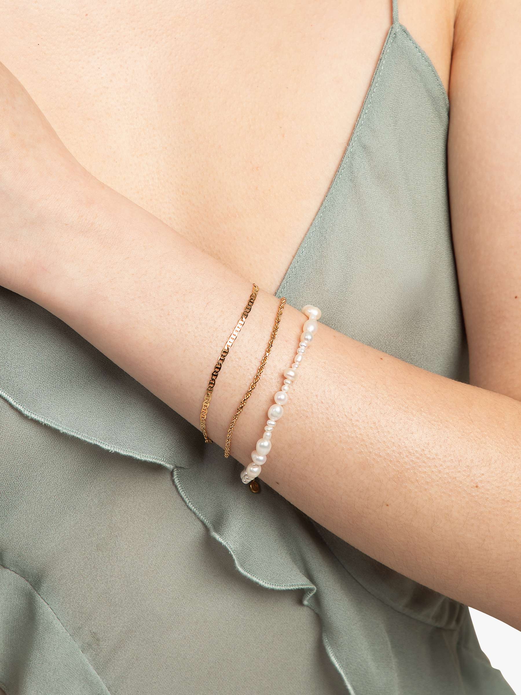 Buy Astrid & Miyu Freshwater Pearl Bracelet, White/Gold Online at johnlewis.com