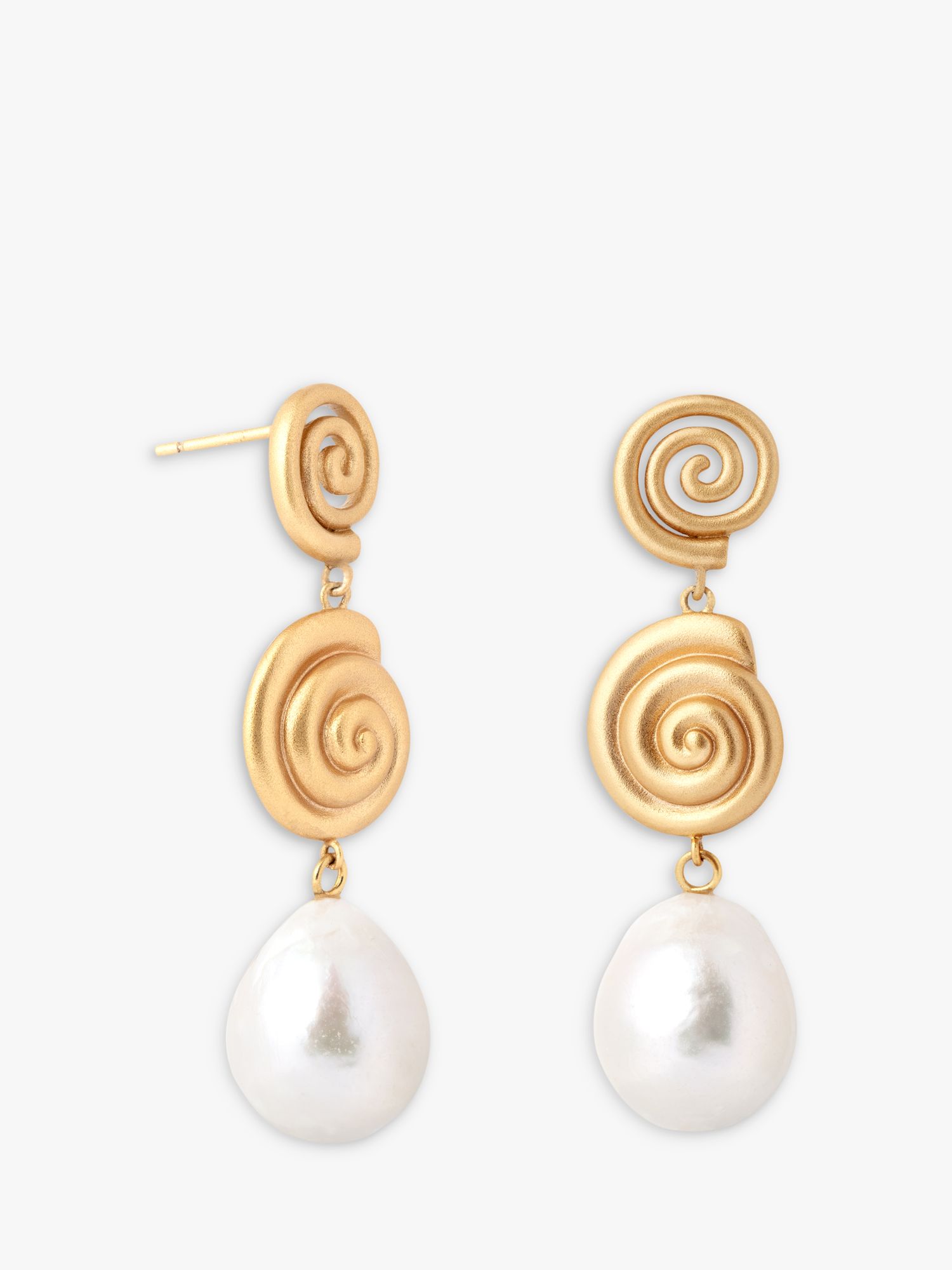 Astrid & Miyu Freshwater Pearl Shell Drop Earrings, Gold