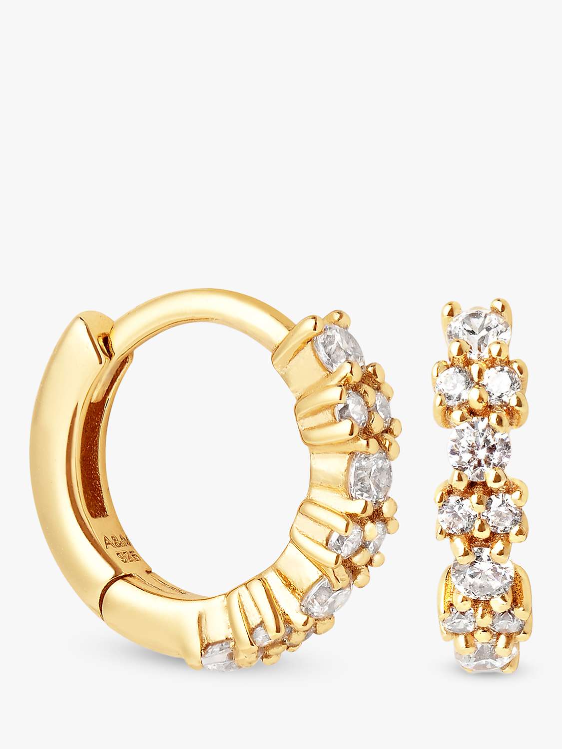 Buy Astrid & Miyu Crystal Gem Huggie Hoop Earrings, Gold Online at johnlewis.com