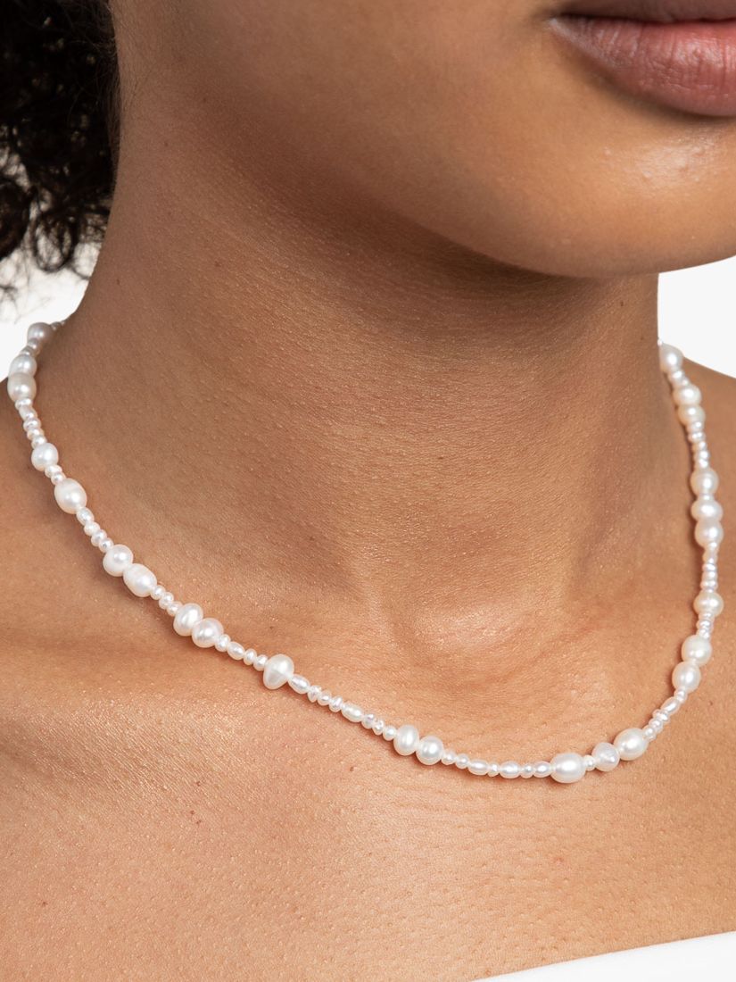 Buy Astrid & Miyu Freshwater Pearl Beaded Necklace, White Online at johnlewis.com