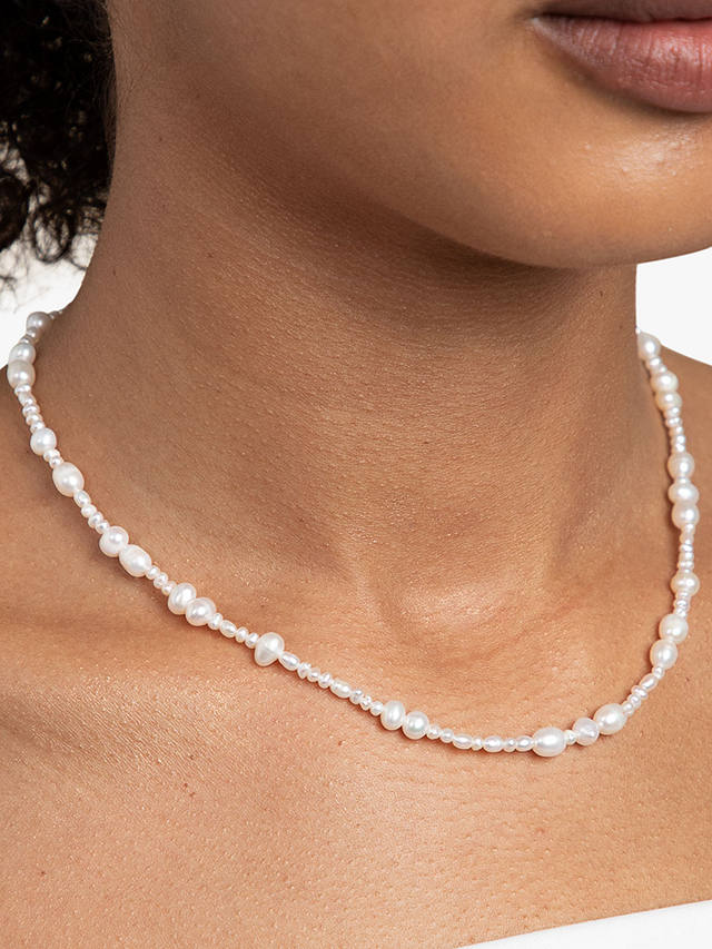 Astrid & Miyu Freshwater Pearl Beaded Necklace, White