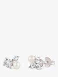 Dinny Hall Gem Drop Trilogy Stud Earrings, Silver/Clear