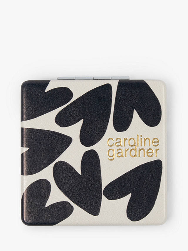 Caroline Gardner Hearts Square Pocket Mirror, Charcoal/Gold 3