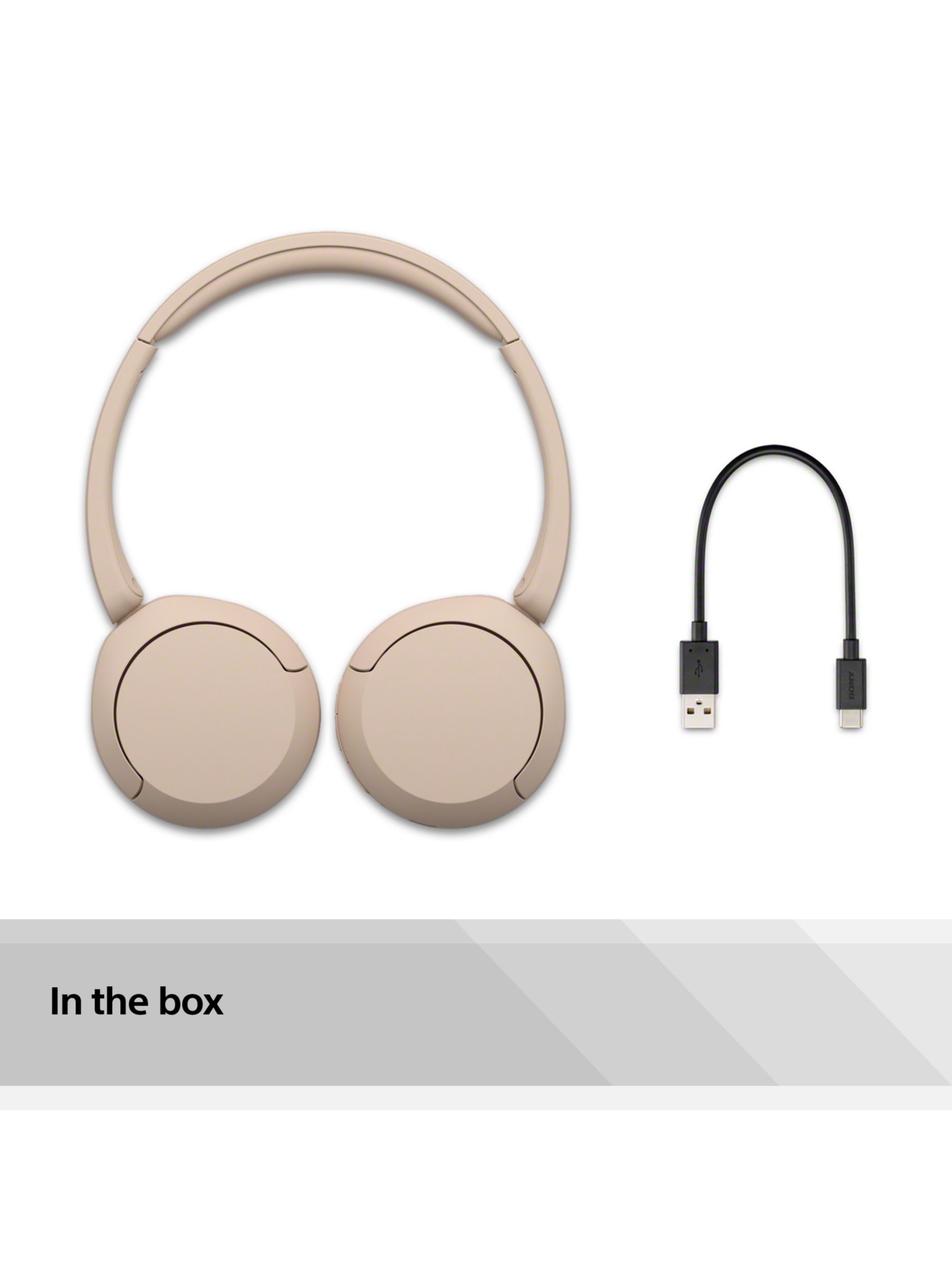  Sony WH-CH520 Best Wireless Bluetooth On-Ear Headphones with  Microphone for Calls and Voice Control, Up to 50 Hours Battery Life with  Quick Charge Function, Includes USB-C Charging Cable - Beige 