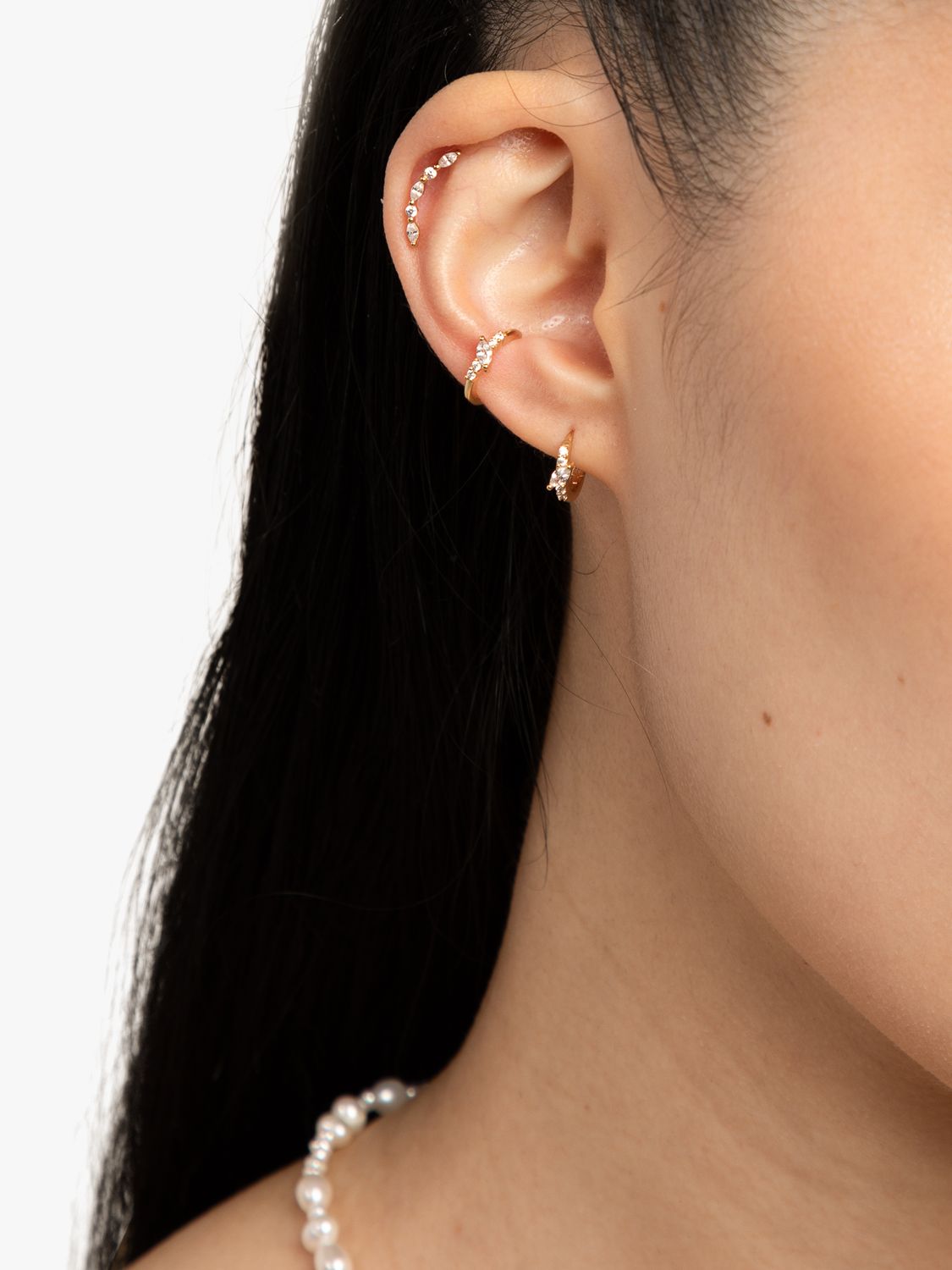 Buy Astrid & Miyu Cubic Zirconia Helix Single Earring, Gold Online at johnlewis.com