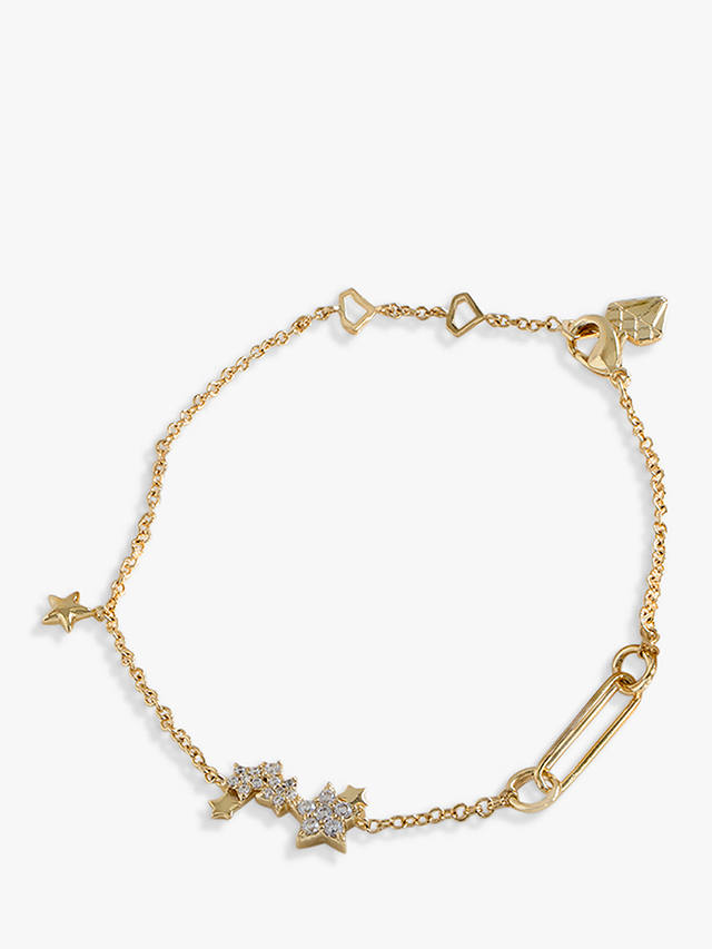 Wanderlust + Co Star Cubic Zirconia Charm Chain Bracelet, Gold