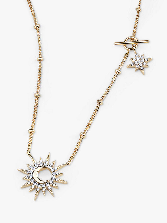 Wanderlust + Co Sunlit Crescent Chain Necklace, Gold
