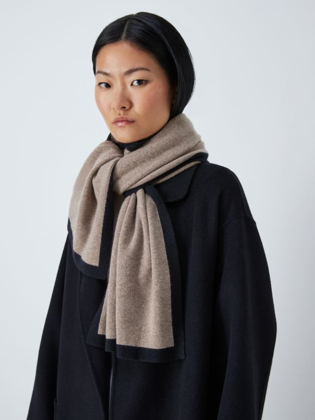John Lewis Tipped Cashmere Scarf, Taupe