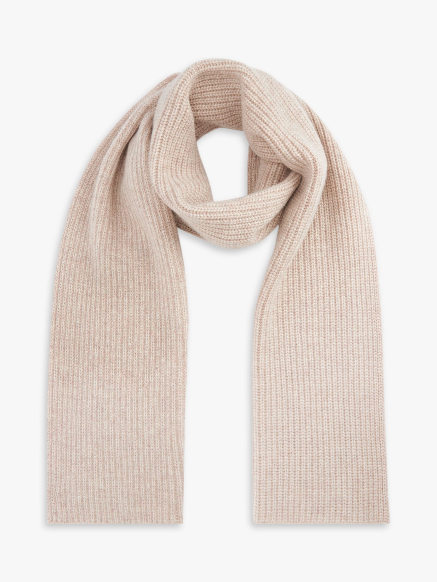 John Lewis Cashmere Ribbed Scarf, Neutral