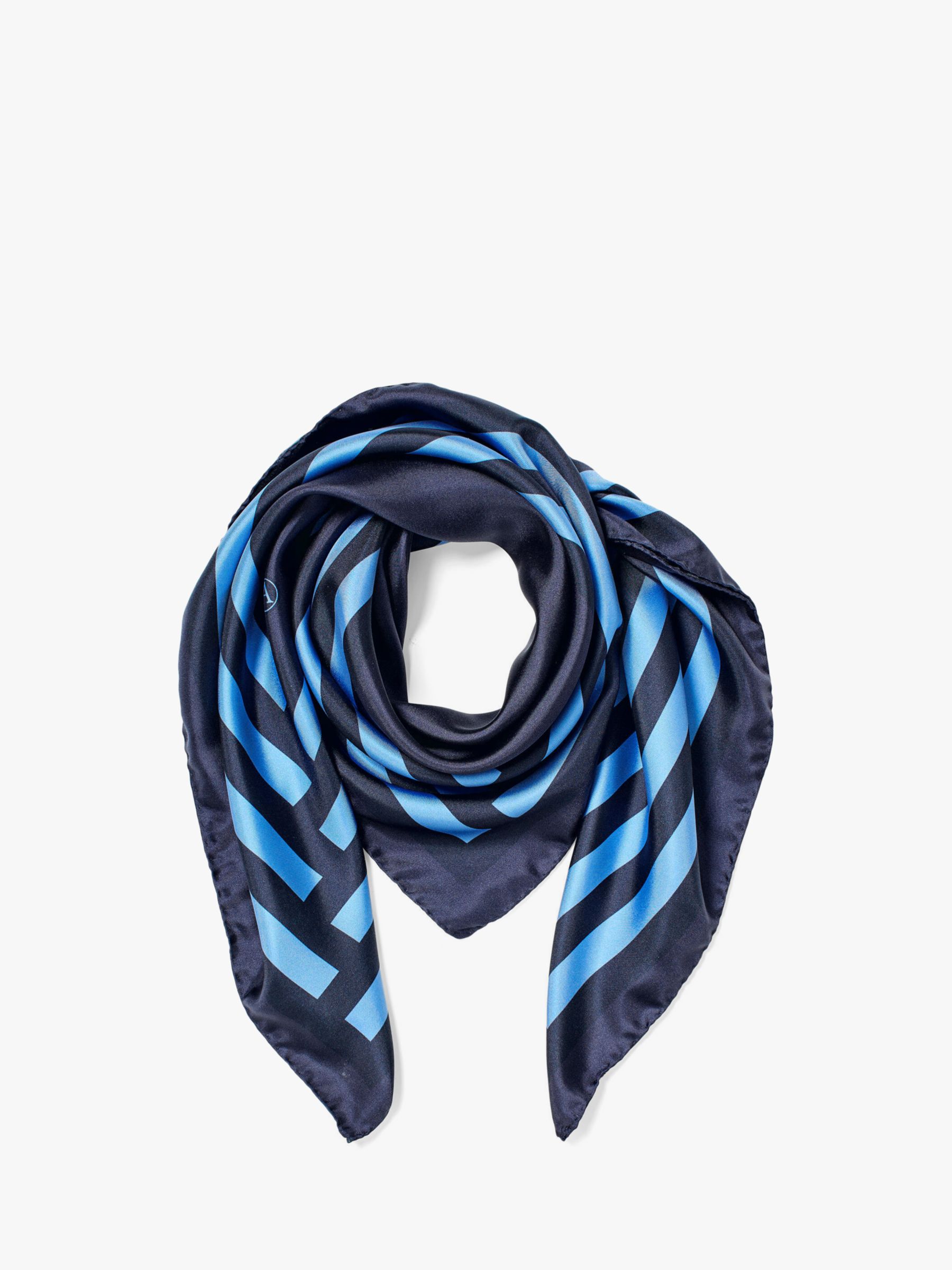 Aspinal of London Signature Shield Silk Square Scarf, Navy at John Lewis &  Partners