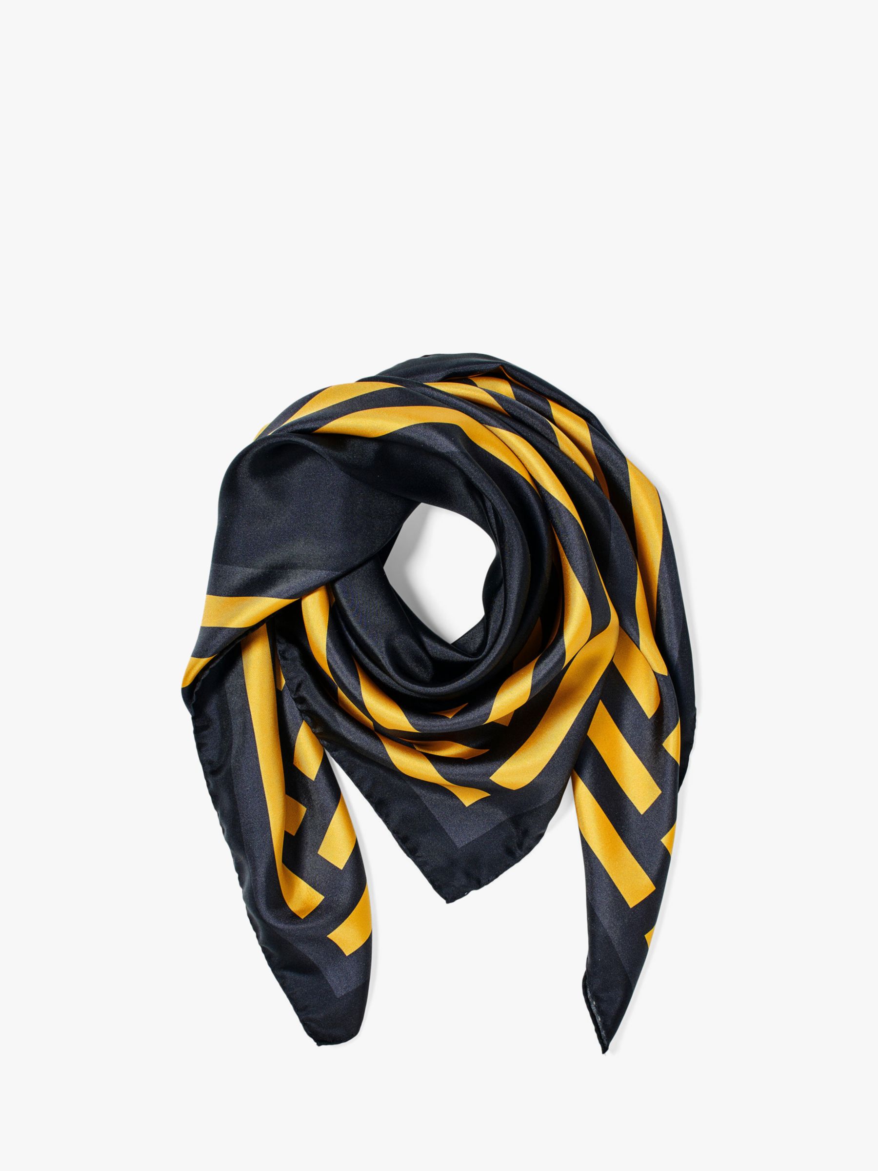 Black Striped Square Silk Scarf