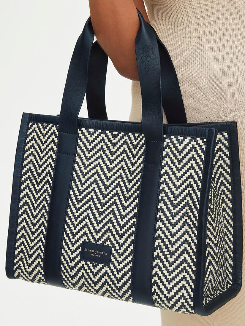 Buy Aspinal of London Small Henley Raffia and Leather Tote Bag Online at johnlewis.com