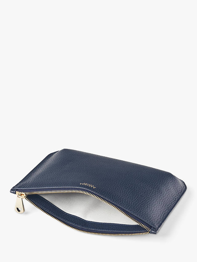 Aspinal of London Large Ella Pebble Grain Leather Pouch, Navy