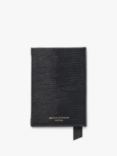 Aspinal of London Lizard Leather Passport Cover, Black