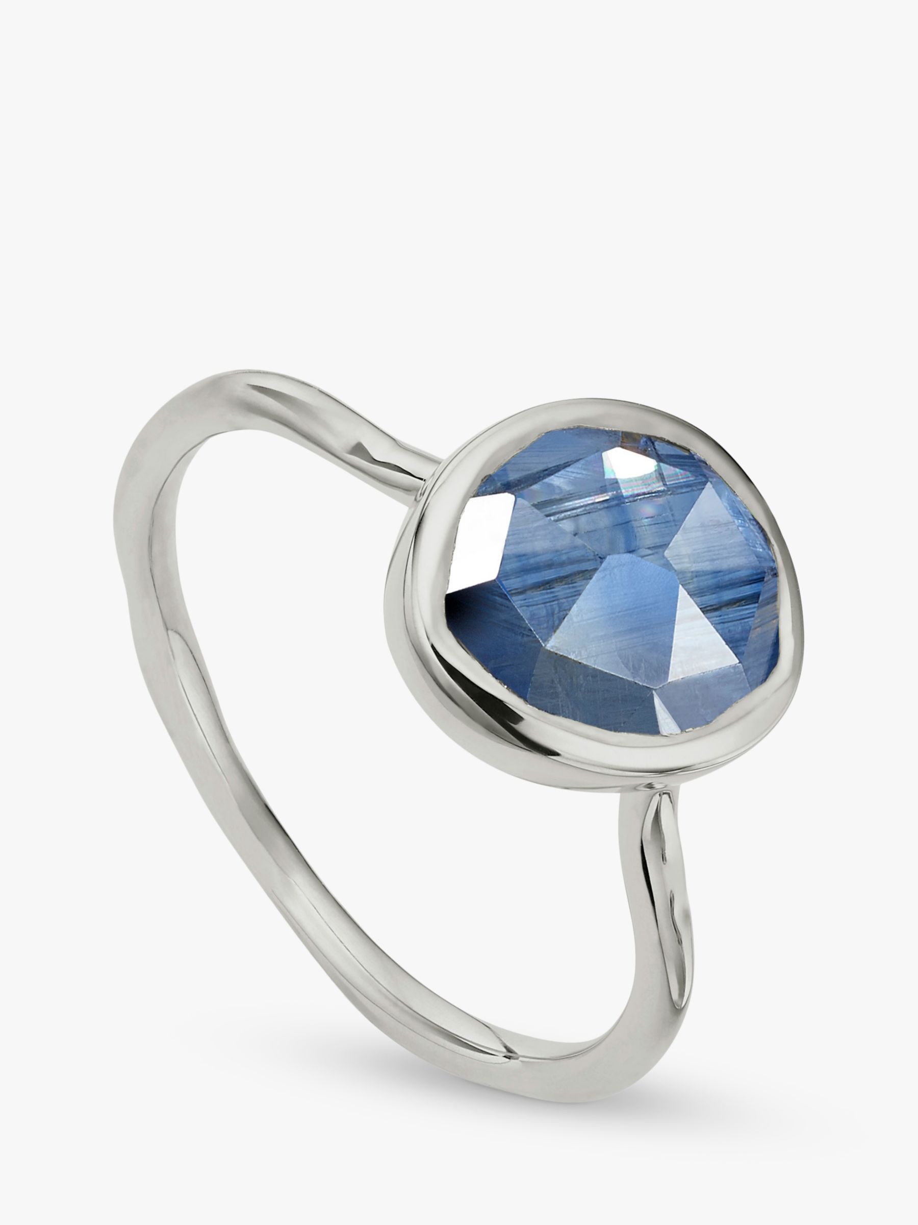 Monica Vinader Siren Kyanite Stacking Ring, Silver/Blue, S