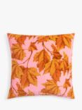 Harlequin x Sophie Robinson Dappled Leaf Cushion, Amber/Rose