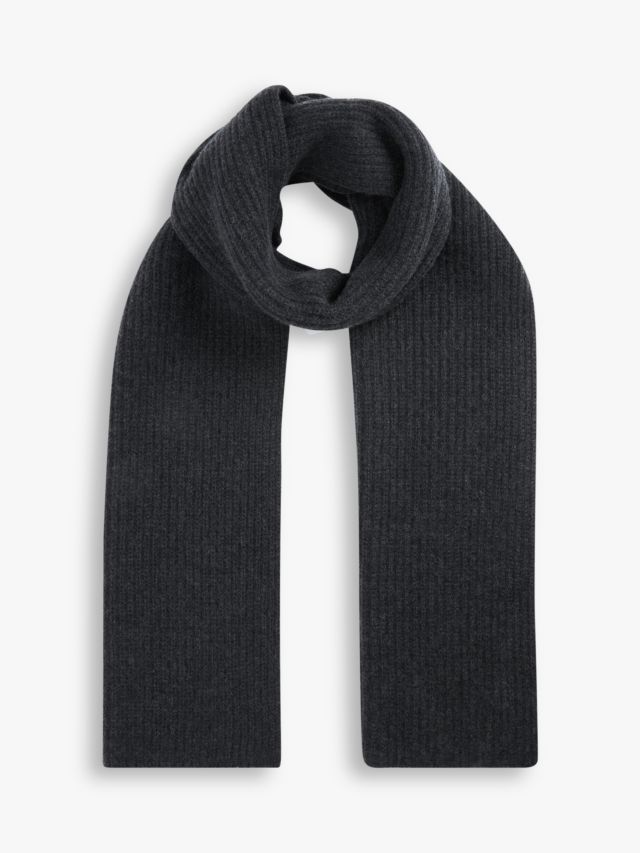 John Lewis Cashmere Ribbed Scarf, Charcoal