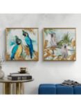 Eva Watts - 'Parrots & Monkeys' Framed Prints, Set of 2, 52 x 52cm, Blue/Multi