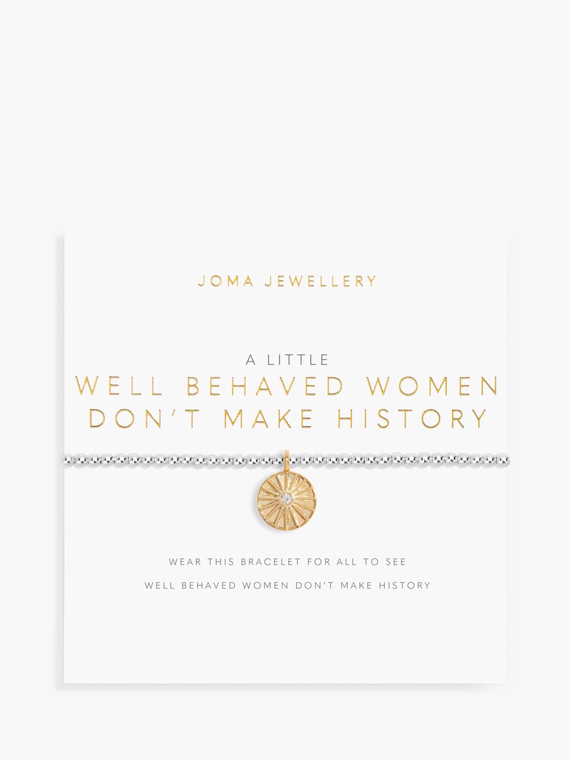 Joma Jewellery 'Well Behaved Women Don't Make History' Charm Bracelet, Silver/Gold