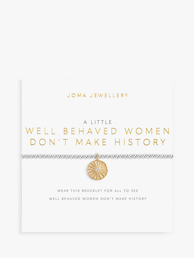 Joma Jewellery 'Well Behaved Women Don't Make History' Charm Bracelet, Silver/Gold