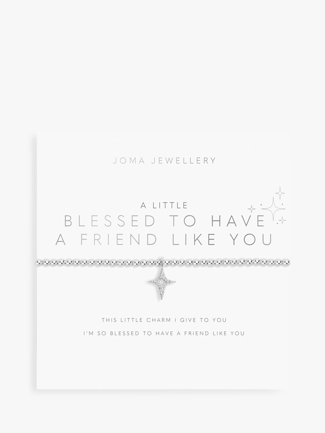 Joma Jewellery 'Blessed To Have A Friend Like You' Charm Bracelet, Silver