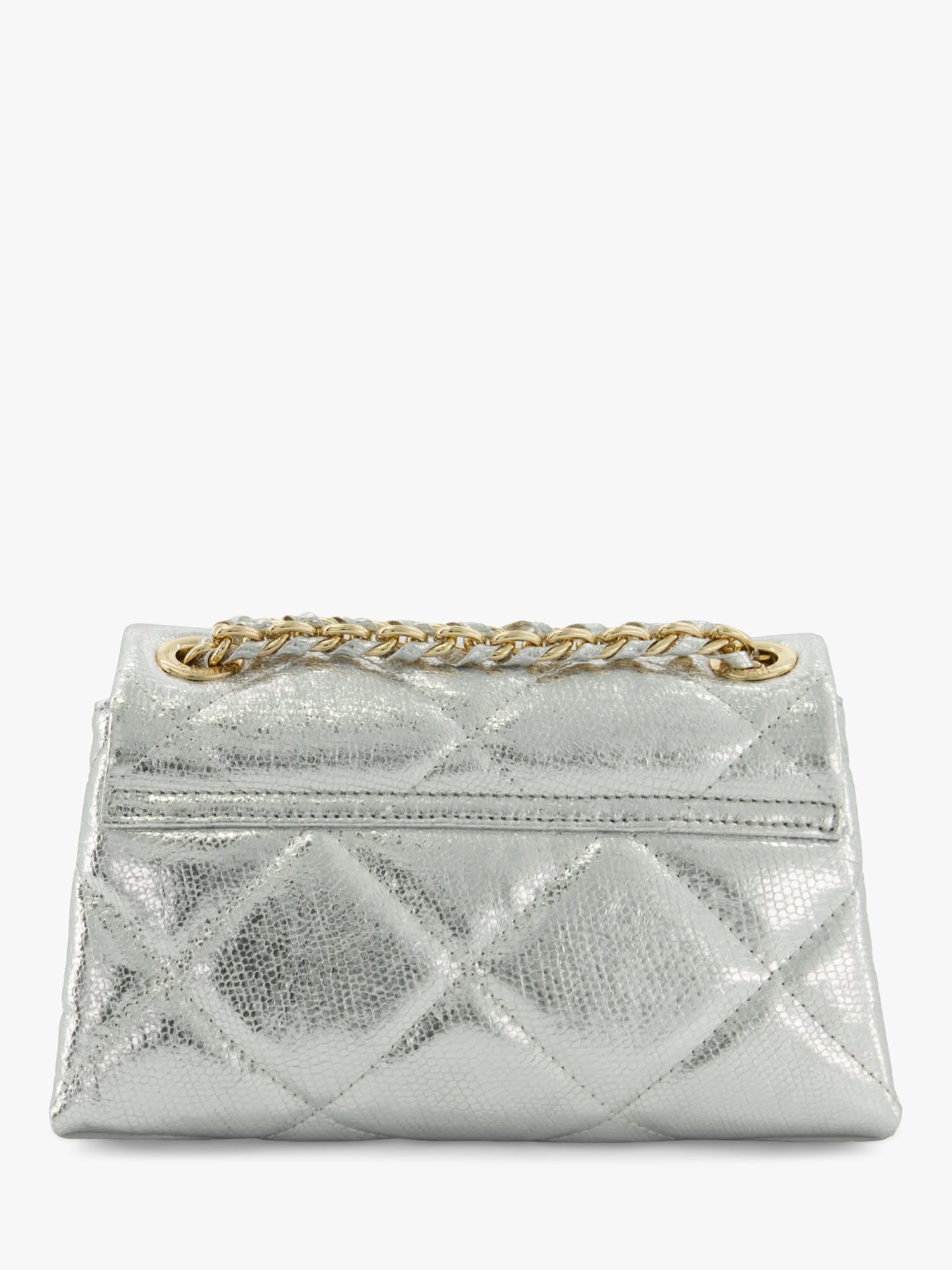 Dune Duchess Small Quilted Leather Shoulder Bag, Silver at John Lewis ...