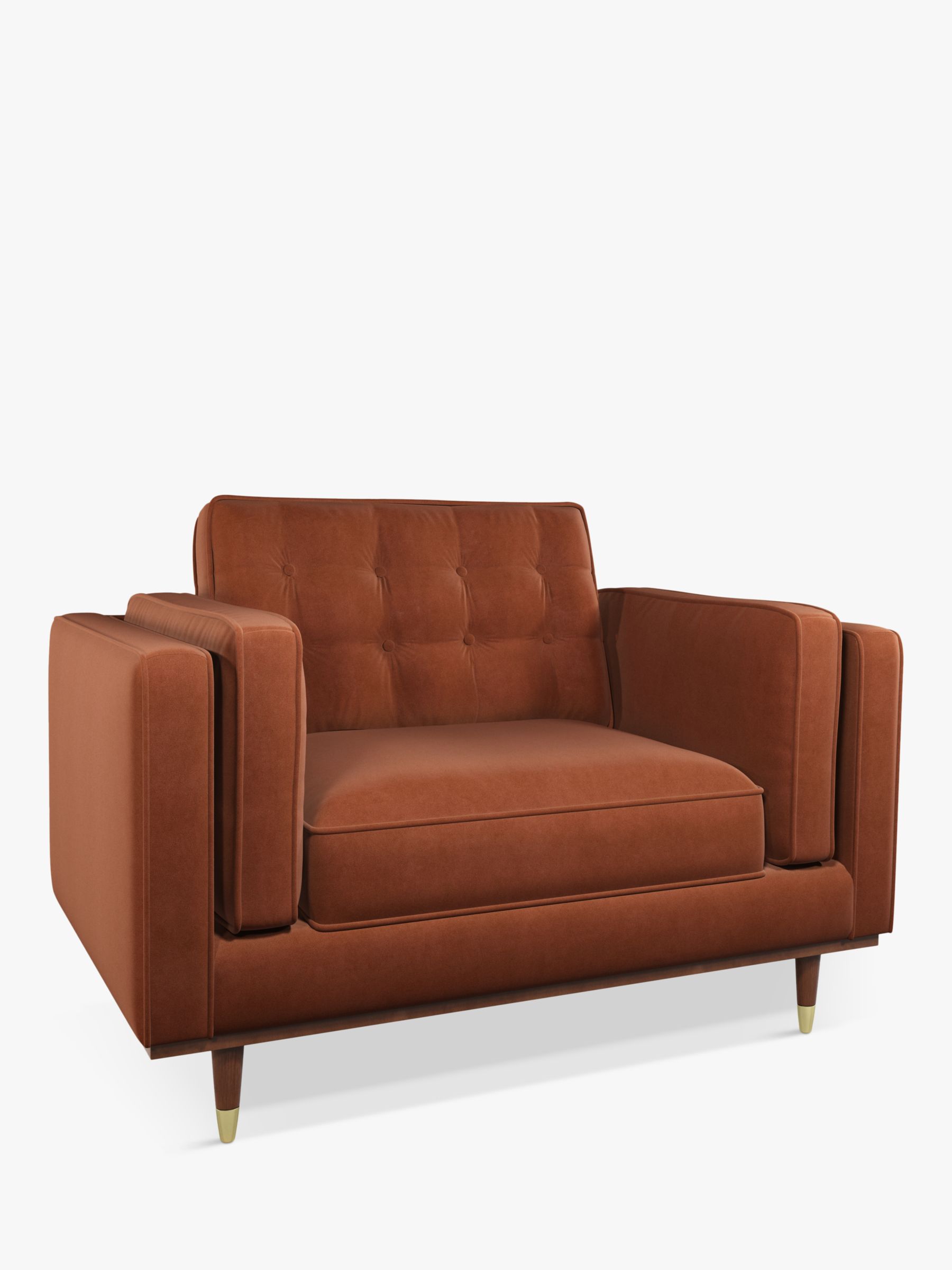 Lyon Range, John Lewis + Swoon Lyon Loveseat, Dark Leg, Rust Velvet