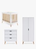 Obaby Maya Mini Cotbed Double Wardrobe & Changing Unit Dresser Set, White Natural