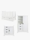 Obaby Stamford Luxe Cotbed, Closed Changing Unit and Double Wardrobe, White