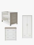 Obaby Nika Cotbed, Double Wardrobe & Changing Dresser Set, Grey/White