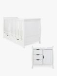 Obaby Stamford Classic Sleigh Cotbed & Closed Changing Unit, White White