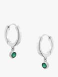 Tutti & Co May Birthstone Hoop Earrings, Green Onyx, Silver