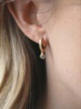 Tutti & Co Semi-Precious Stone Drop Huggie Hoop Earrings, Gold/Blue Topaz