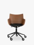 Kartell Philippe Starck Q/Wood Office Armchair, Dark Wood/Black/Black