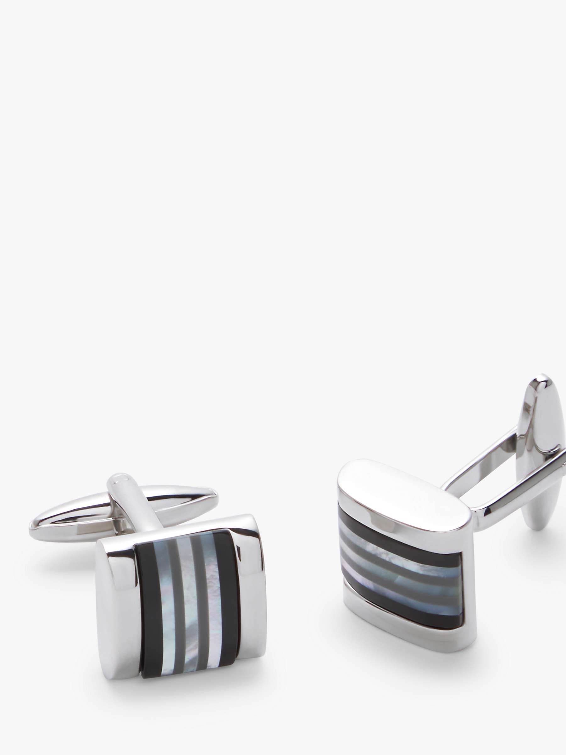 Buy John Lewis Striped Mother of Pearl & Onyx Cufflinks, Silver Online at johnlewis.com