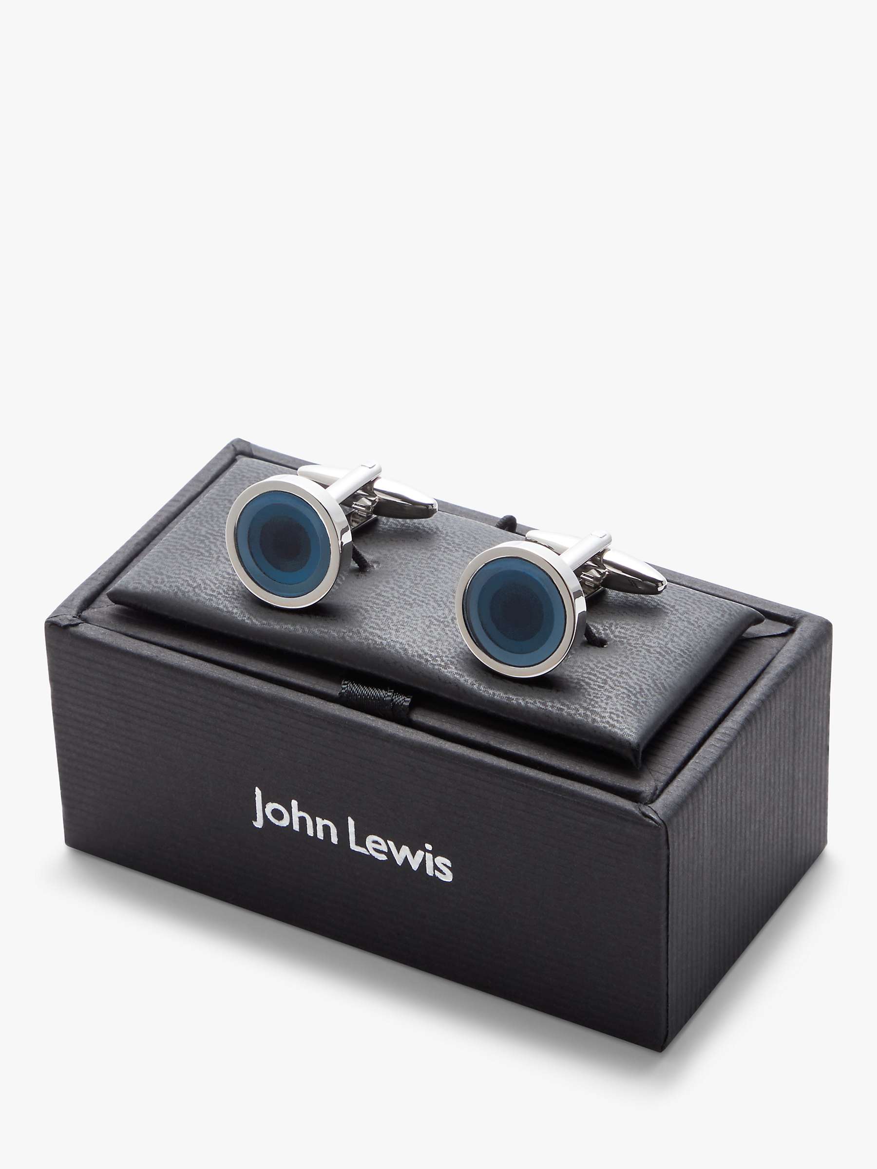 Buy John Lewis Round Enamel Cufflinks, Blue Online at johnlewis.com